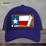 Texas Flag Scroll Novelty License Plate Hat Mesh / Royal Blue