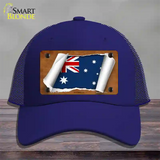 Australia Flag Scroll Novelty License Plate Hat Mesh / Royal Blue