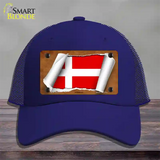 Denmark Flag Scroll Novelty License Plate Hat Mesh / Royal Blue