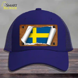 Sweden Flag Scroll Novelty License Plate Hat Mesh / Royal Blue