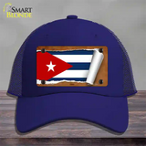 Cuba Flag Scroll Novelty License Plate Hat Mesh / Royal Blue