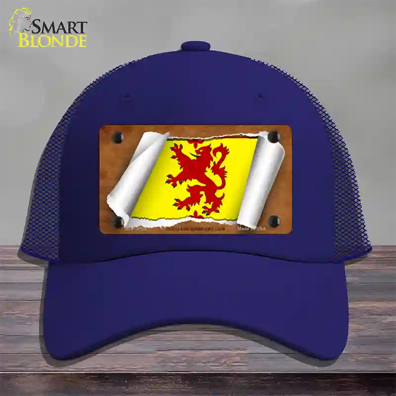 Scotland Rampant Lion Flag Scroll Novelty License Plate Hat Mesh / Royal Blue