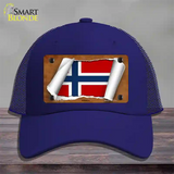 Norway Flag Scroll Novelty License Plate Hat Mesh / Royal Blue