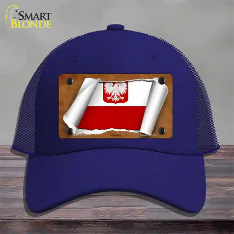 Poland/Eagle Flag Scroll Novelty License Plate Hat Mesh / Royal Blue