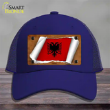 Albania Flag Scroll Novelty License Plate Hat Mesh / Royal Blue