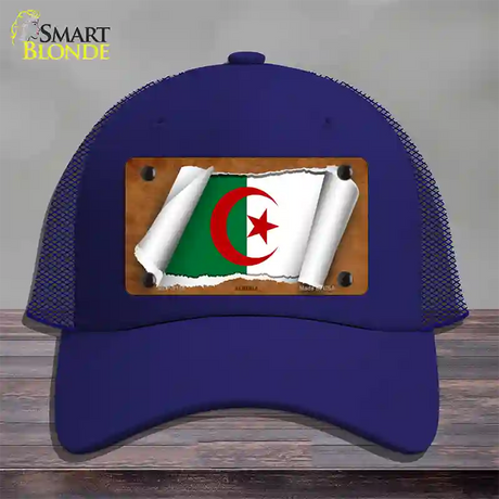 Algeria Flag Scroll Novelty License Plate Hat Mesh / Royal Blue