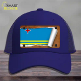 Aruba Flag Scroll Novelty License Plate Hat Mesh / Royal Blue