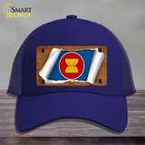 Asean Flag Scroll Novelty License Plate Hat Mesh / Royal Blue