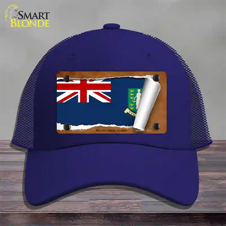 British Virgin Island Flag Scroll Novelty License Plate Hat Mesh / Royal Blue