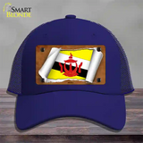 Brunei Flag Scroll Novelty License Plate Hat Mesh / Royal Blue