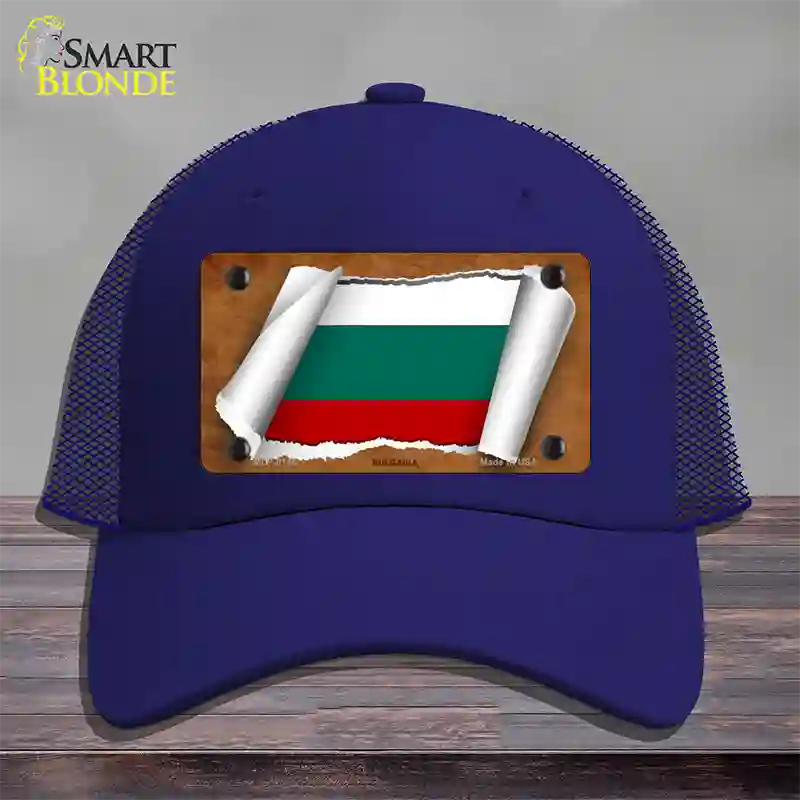 Bulgaria Flag Scroll Novelty License Plate Hat Mesh / Royal Blue