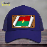 Burkina Faso Flag Scroll Novelty License Plate Hat Mesh / Royal Blue