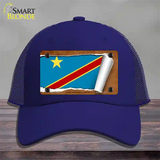 Congo Democratic Republic Flag Scroll Novelty License Plate Hat Mesh / Royal Blue