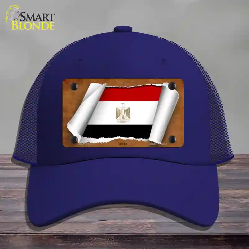 Egypt Flag Scroll Novelty License Plate Hat Mesh / Royal Blue