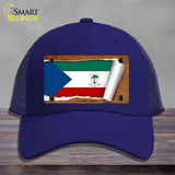 Equatorial Guinea Flag Scroll Novelty License Plate Hat Mesh / Royal Blue