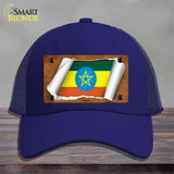 Ethiopia Flag Scroll Novelty License Plate Hat Mesh / Royal Blue