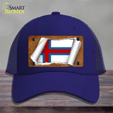 Faroe Islands Flag Scroll Novelty License Plate Hat Mesh / Royal Blue