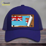 Fiji Flag Scroll Novelty License Plate Hat Mesh / Royal Blue