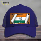 India Flag Scroll Novelty License Plate Hat Mesh / Royal Blue