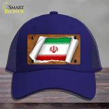 Iran Flag Scroll Novelty License Plate Hat Mesh / Royal Blue