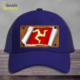 Isle of Man Flag Scroll Novelty License Plate Hat Mesh / Royal Blue