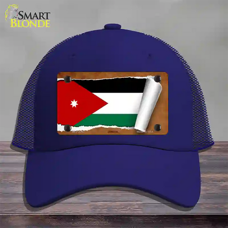 Jordan Flag Scroll Novelty License Plate Hat Mesh / Royal Blue