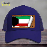 Kuwait Flag Scroll Novelty License Plate Hat Mesh / Royal Blue