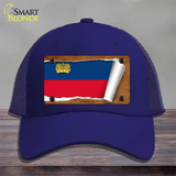 Liechtenstein Flag Scroll Novelty License Plate Hat Mesh / Royal Blue