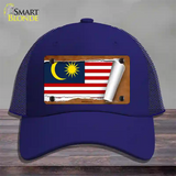 Malaysia Flag Scroll Novelty License Plate Hat Mesh / Royal Blue