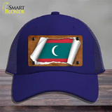 Maldives Flag Scroll Novelty License Plate Hat Mesh / Royal Blue