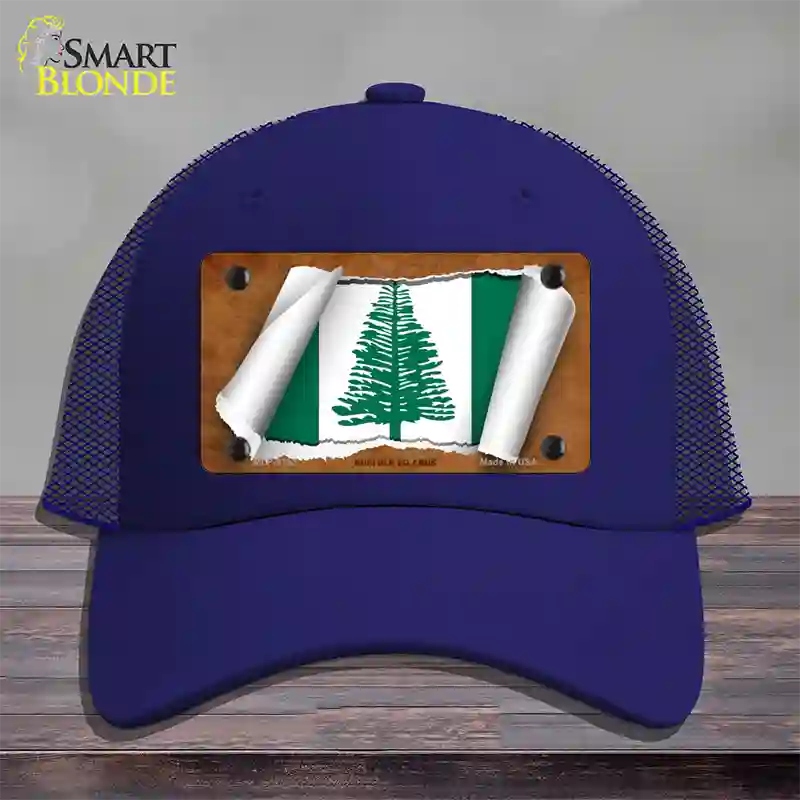 Norfolk Islands Flag Scroll Novelty License Plate Hat Mesh / Royal Blue