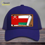 Oman Flag Scroll Novelty License Plate Hat Mesh / Royal Blue