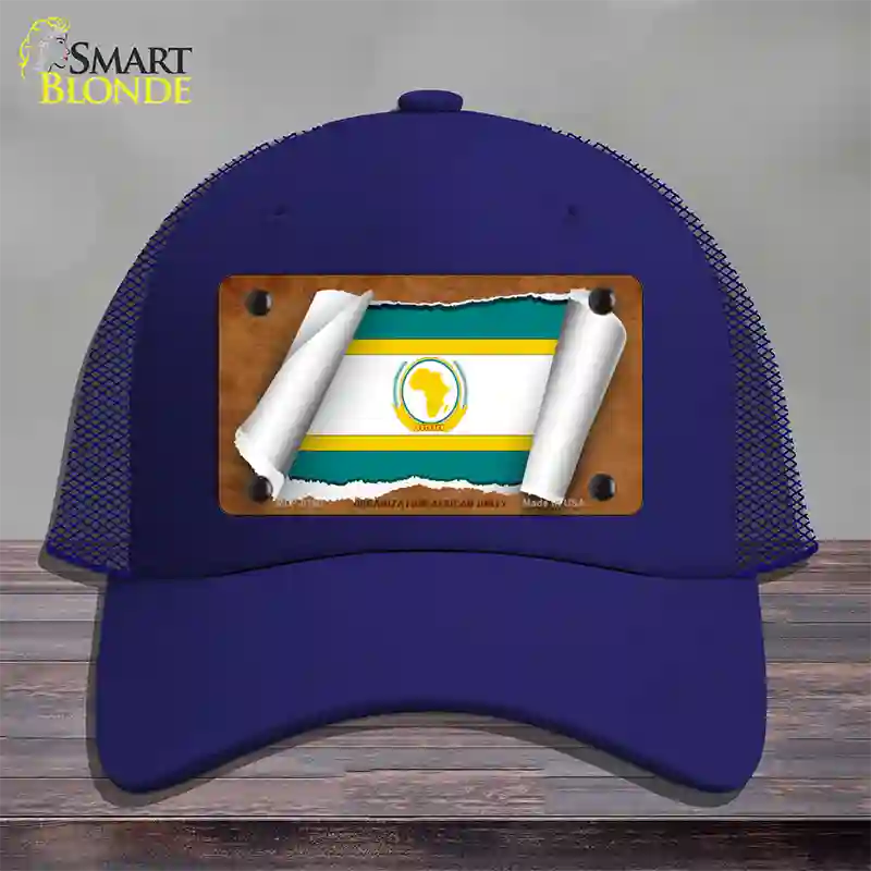 Organization African Unity Flag Scroll Novelty License Plate Hat Mesh / Royal Blue