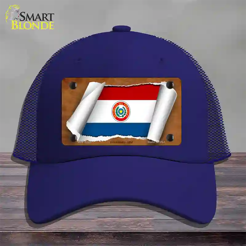 Paraguay-OBV Flag Scroll Novelty License Plate Hat Mesh / Royal Blue