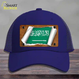 Saudi Arabia Flag Scroll Novelty License Plate Hat Mesh / Royal Blue