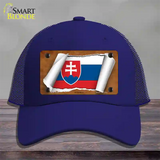 Slovakia Flag Scroll Novelty License Plate Hat Mesh / Royal Blue