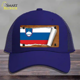 Slovenia Flag Scroll Novelty License Plate Hat Mesh / Royal Blue