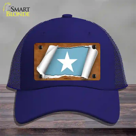 Somalia Flag Scroll Novelty License Plate Hat Mesh / Royal Blue