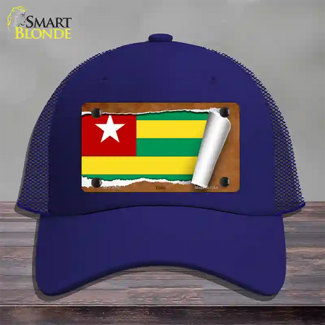 Togo Flag Scroll Novelty License Plate Hat Mesh / Royal Blue