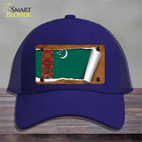 Turkmenistan Flag Scroll Novelty License Plate Hat Mesh / Royal Blue