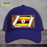 Uganda Flag Scroll Novelty License Plate Hat Mesh / Royal Blue