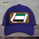 United Arab Emirates Flag Scroll Novelty License Plate Hat Mesh / Royal Blue