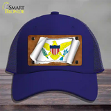 Virgin Islands US Flag Scroll Novelty License Plate Hat Mesh / Royal Blue