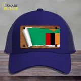 Zambia Flag Scroll Novelty License Plate Hat Mesh / Royal Blue