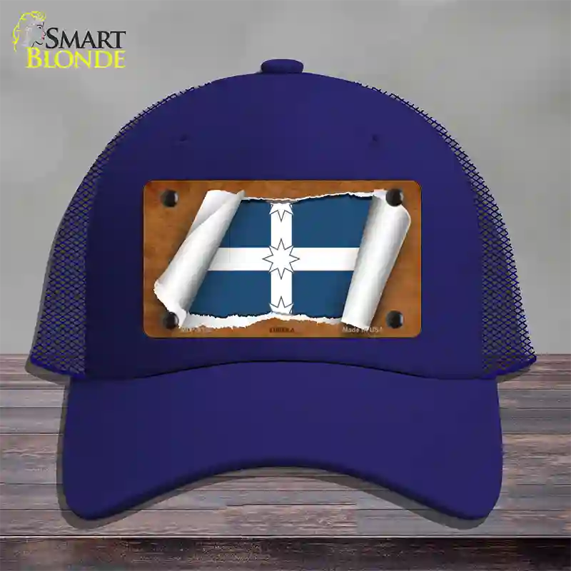 Eureka Flag Scroll Novelty License Plate Hat Mesh / Royal Blue