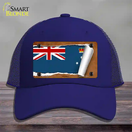 Victoria Flag Scroll Novelty License Plate Hat Mesh / Royal Blue