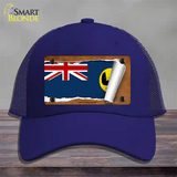 South Australia Flag Scroll Novelty License Plate Hat Mesh / Royal Blue