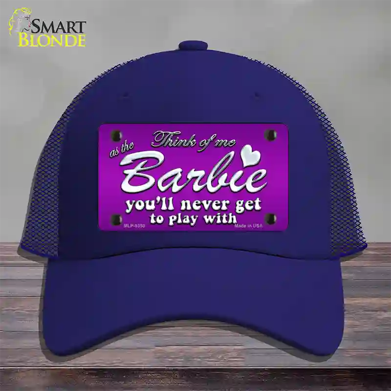 Barbie Never Play Novelty License Plate Hat Mesh / Royal Blue