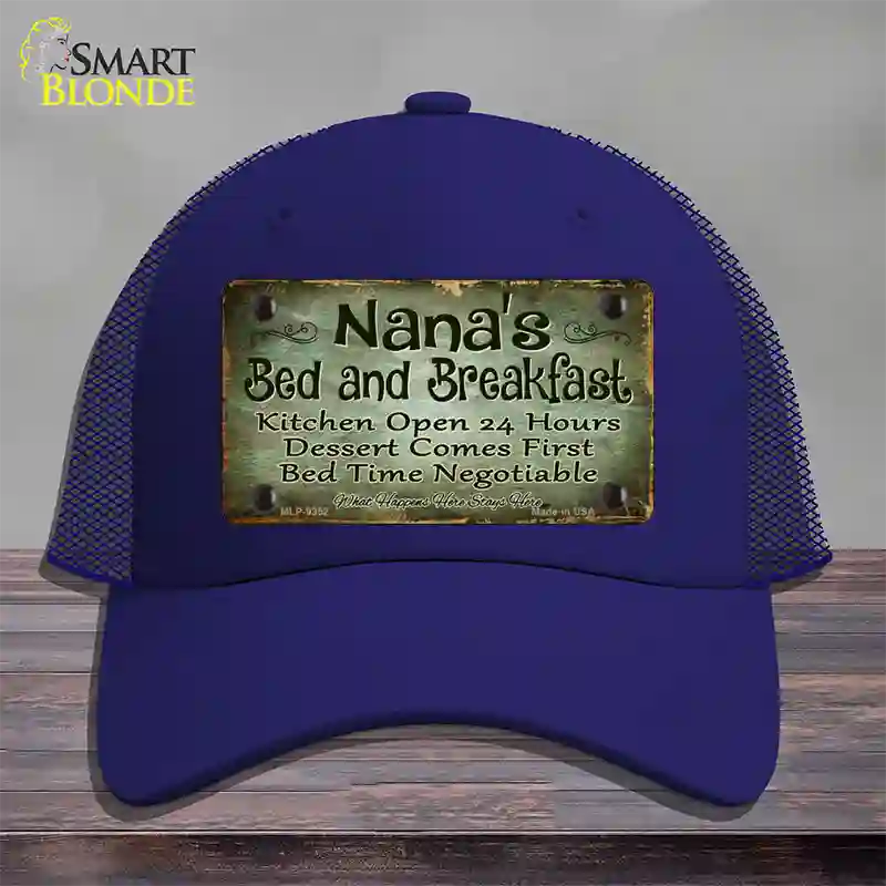 Nanas Bed And Breakfast Novelty License Plate Hat Mesh / Royal Blue