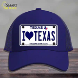 I Love Texas Novelty License Plate Hat Mesh / Royal Blue